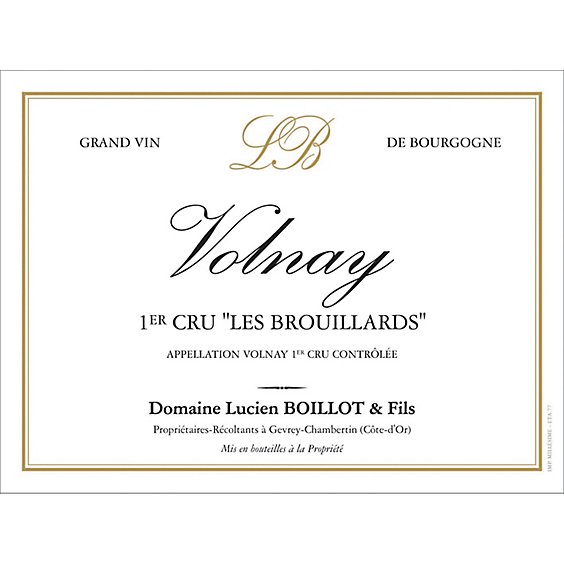 Domaine Lucien Boillot et Fils Volnay Premier Cru Les Brouillards 2018