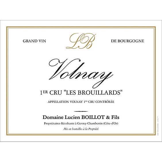 Domaine Lucien Boillot et Fils Volnay Premier Cru Les Brouillards 2018